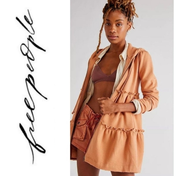 Free People Tops - Free People Tiered Trapeze Zip Sweatshirt small